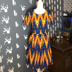 LuLaRoe Vibrant Rainbow Patterned Dress- Teacher Dress